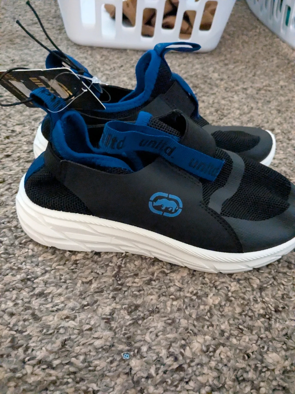 Ecko Unlimited Black & Blue Kids Slip-On Sneakers
